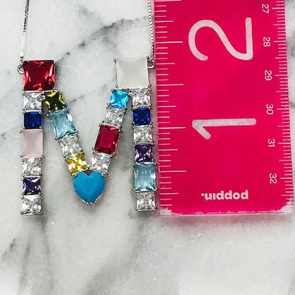 LARGE Multi Colored Initial Letter Necklace-Boutique - Picture 3 of 12